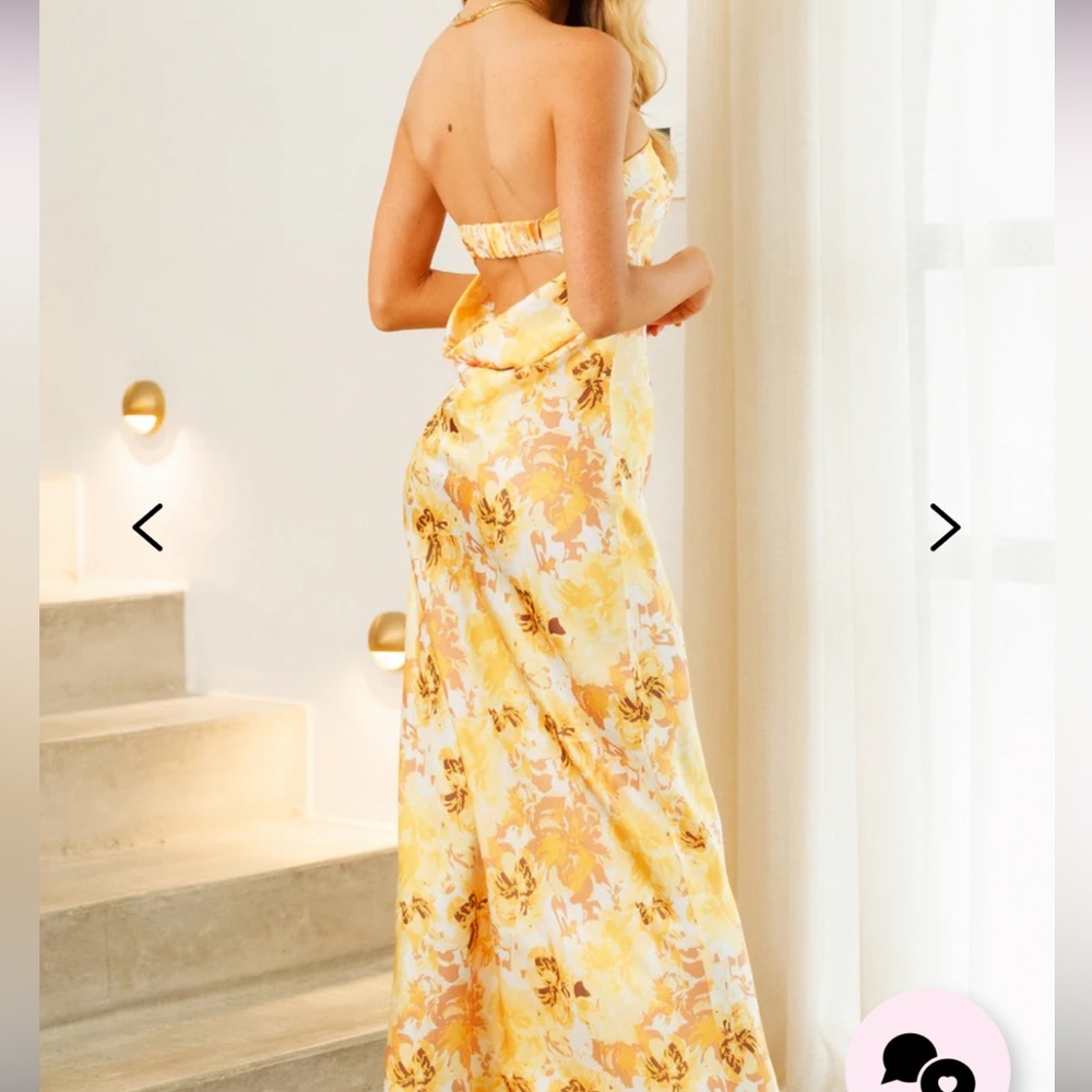 Yellow Floral Strapless Maxi Dress  - Women's Summer Dress